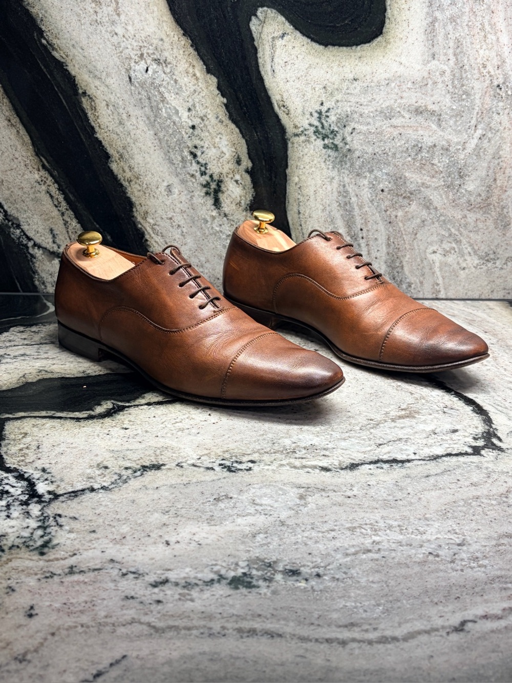 Santoni Darien Oxford Shoes Men’s US 10.5 UK 9.5 Brown Leather Made Italy